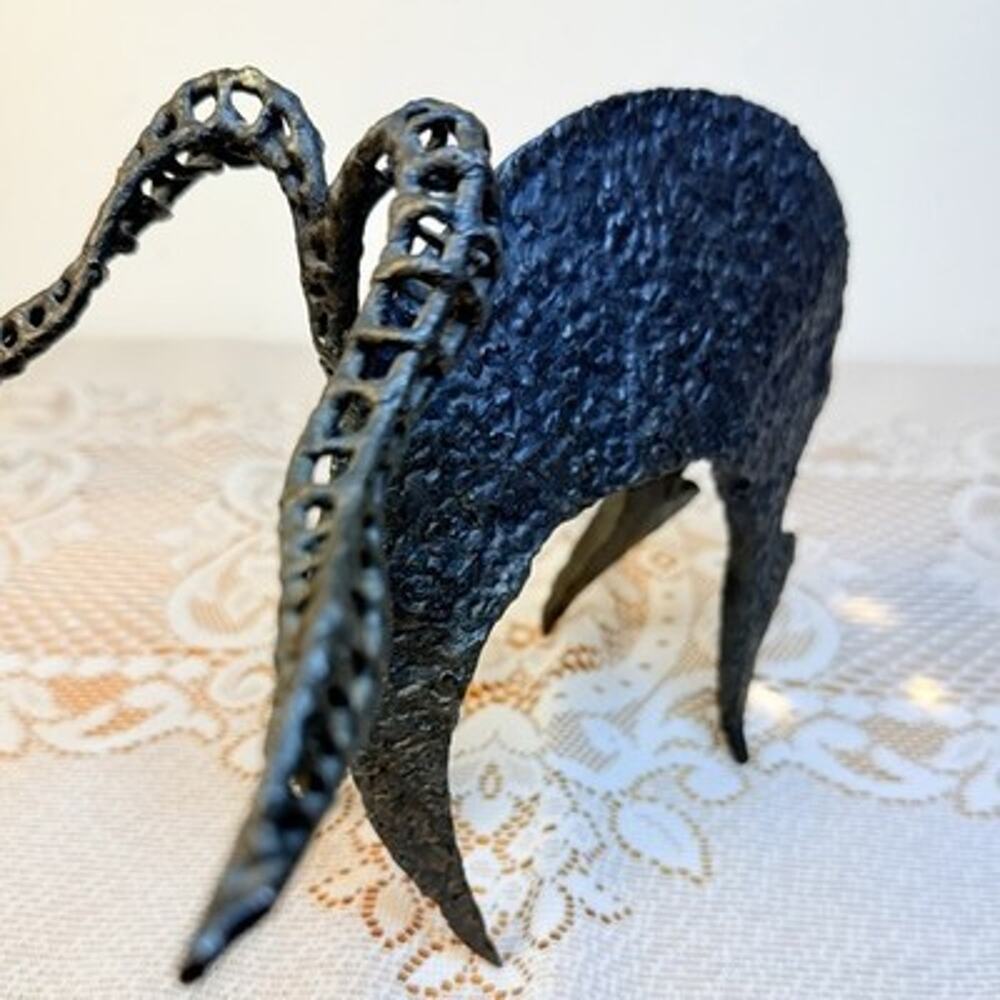 Brutalist Metal Ram Long Horn Sculpture Open Work MCM Art Piece